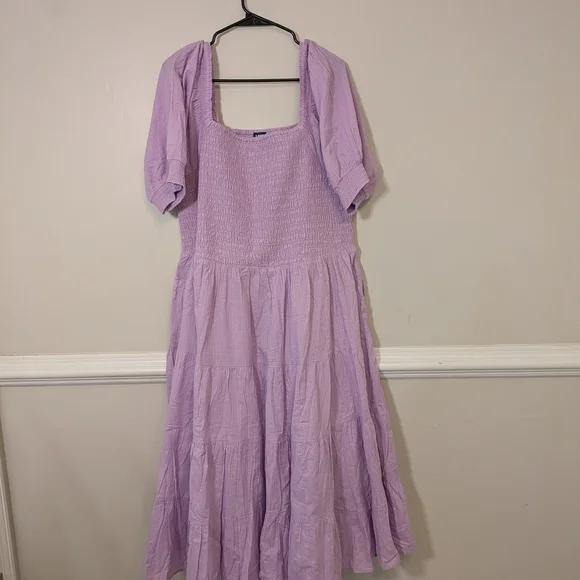 Lands' End Lavender Smocked Dress 100% Cotton With Pockets - Picture 1 of 3